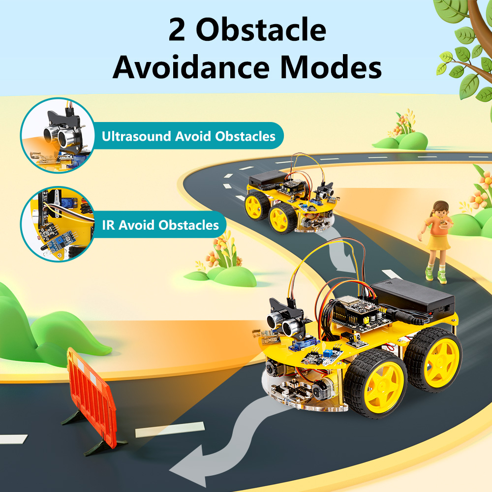 KUONGSHUN ESP32 WiFi Многофункциональный автомобильный комплект с полным приводом и управлением через приложение Wi-Fi (без аккумулятора)